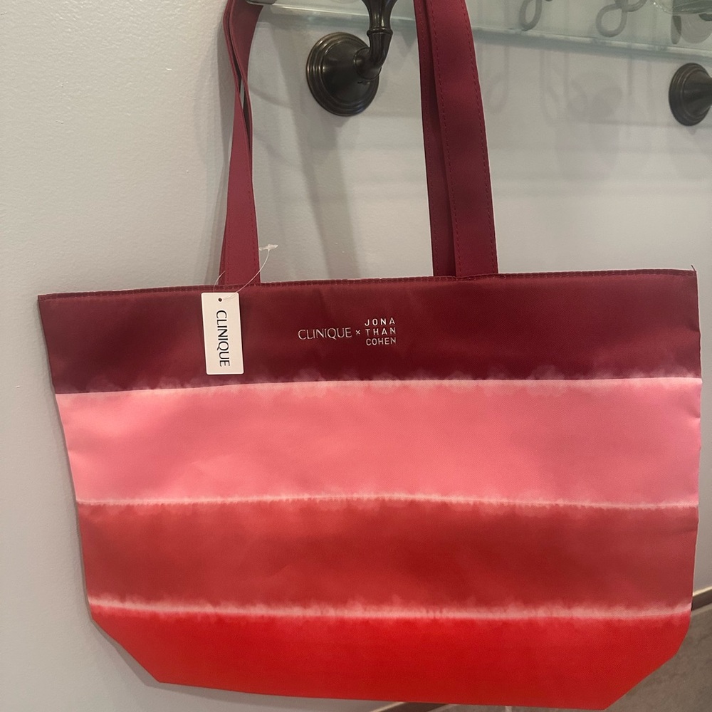 NWT Clinique X Jonathan Cohen Pink and Burgundy Tote Bag
